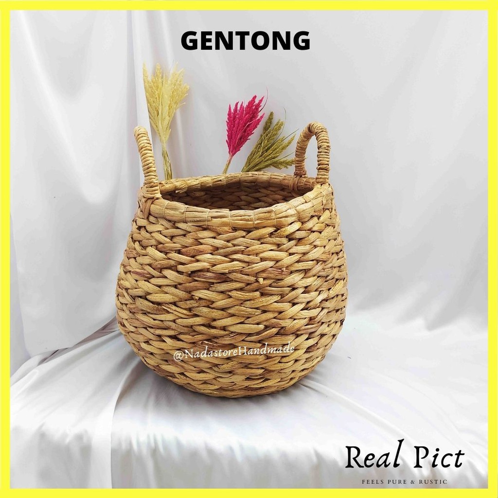 Waterhyacinth Kendil Basket Natural / Keranjang Anyaman / Keranjang Serguna / Gentong enceng Natural