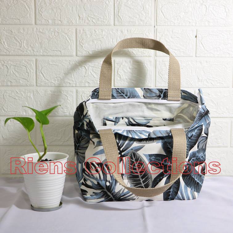 RIENS COLLECTIONS. HANDBAG BESAR BAHAN KANVAS MOTIF ADENIA ABU. TAS KANVAS. TAS WANITA KANVAS. TAS SOUVENIR JOGJA