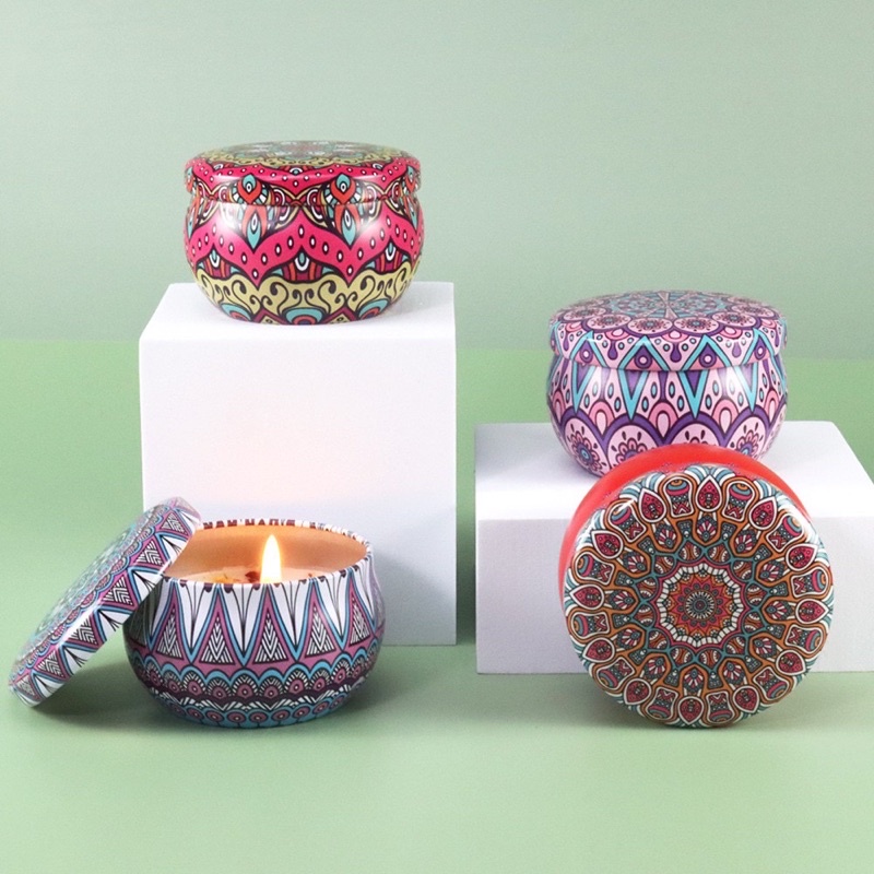 Scented Candle in jar | Bohemian Scented Candle | Lilin Aromaterapi Bohemian | Ethnic Scented Candle | Aromatherapy candle Lilin Natal Christmas Candle