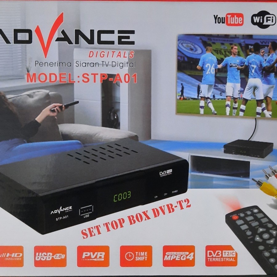 ADVANCE Set Top Box DVB-T2 Model STP-A01 Penerima Siaran Tv Digital