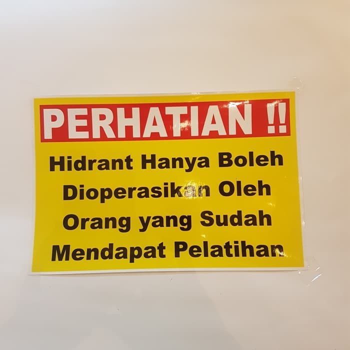 

JUAL LABEL K3 STICKER HYDRANT HANYA BOLEH DIOPERASIKAN UK 20X15CM