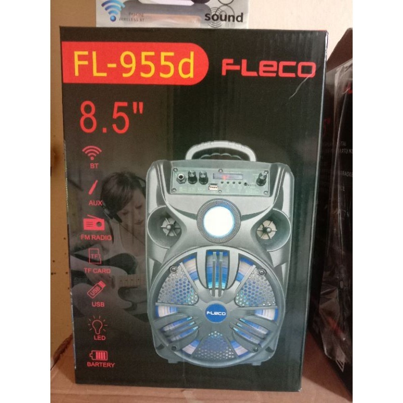 Speaker Bluetooth 8,5 Inch Fleco FL 955C Bonus Mic Suara Super Bass