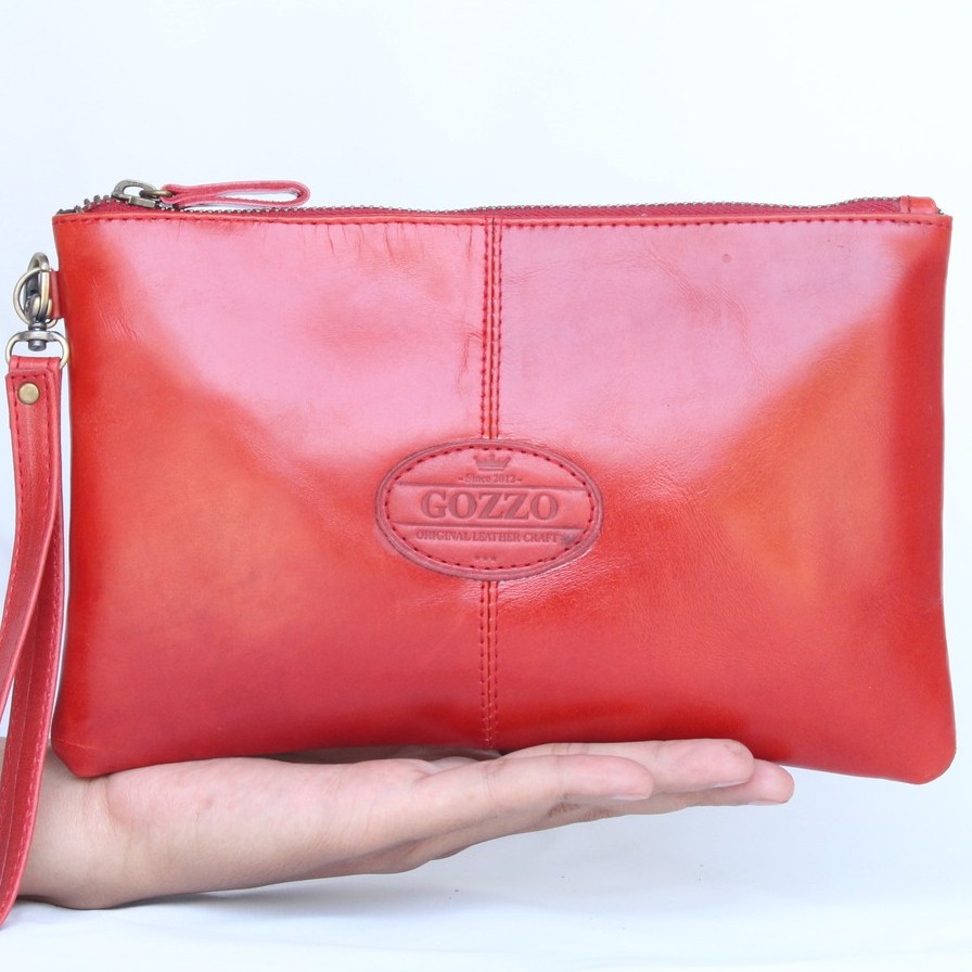 TAS KULIT POUCH PRIA WANITA MALIKA / FREE GRAVIR NAMA