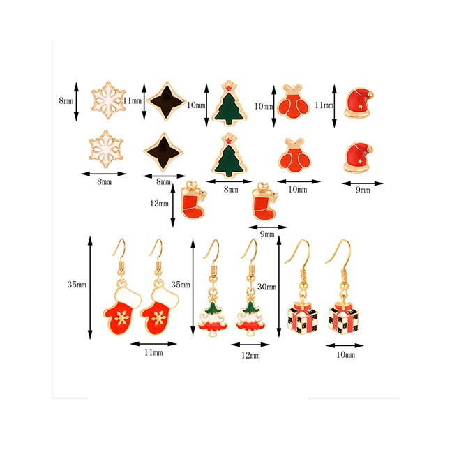 LRC Anting Set Fashion Color Christmas Earrings Earrings Set Of 9 D18703