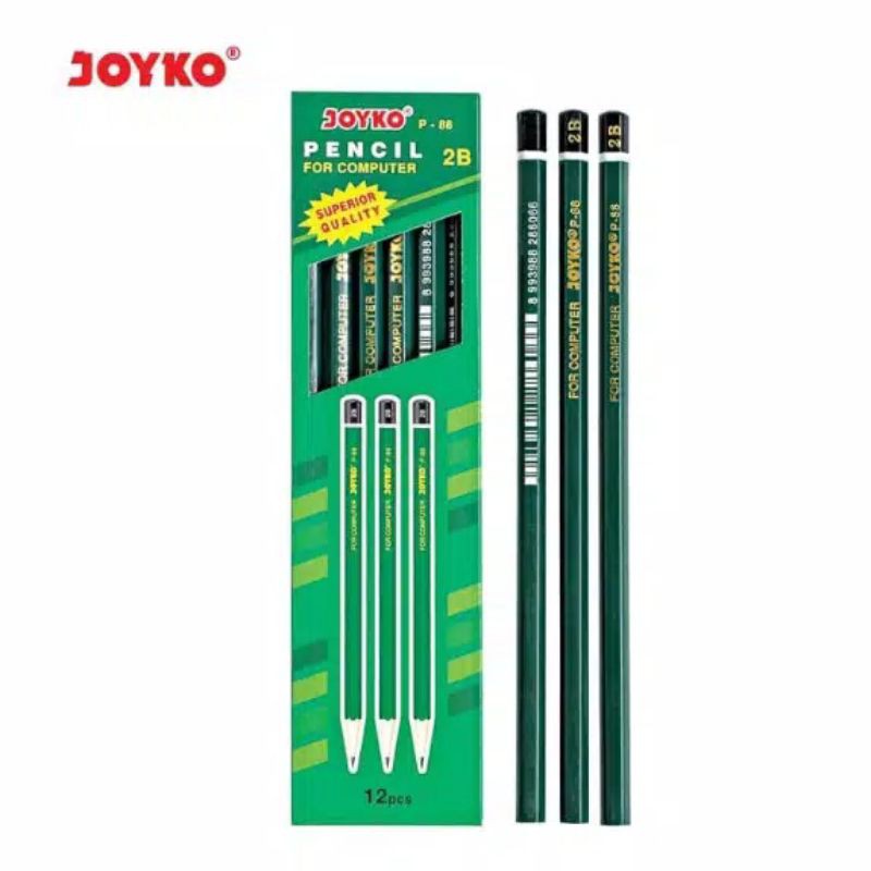 

Pensil Komputer 2B Joyko P-88 Hijau satuan lusin pack ujian UN