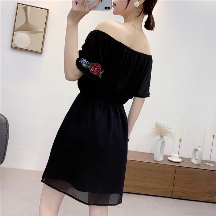 IDR-22 high quality simple aksen sleeve midi dress import korea jepang