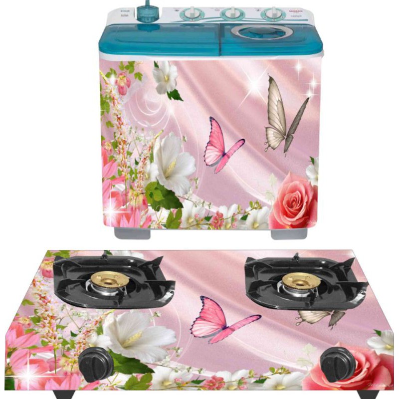 stiker kompor gas yang dua tungku dan mesin cuci