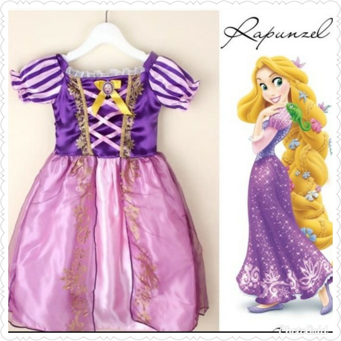 Dress anak princess rapunzel baju costume cost play