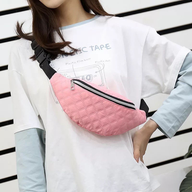 SPESIAL PROMO 7.7 - TAS SELEMPANG PISANG NAGITA WARNA HITAM, MERAH, BLUSH PINK SATU RESLETING | TAS SELEMPANG PRIA/WANITA | TAS SELEMPANG KECIL MODEL WAIST BAG UNTUK PRIA DAN WANITA