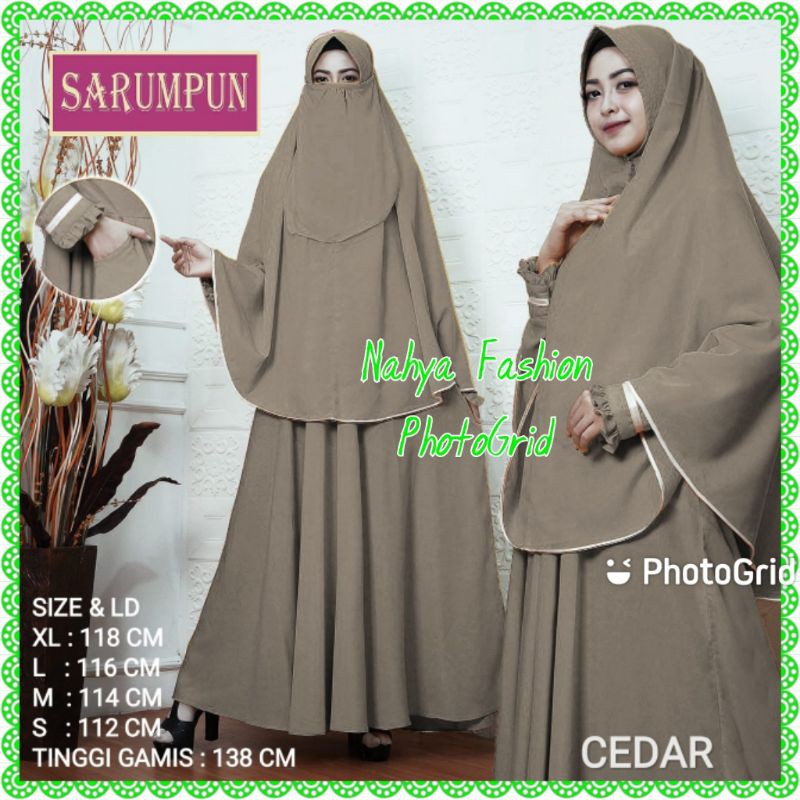 Gamis Syar'i Set Cadar Wolfis Cedar