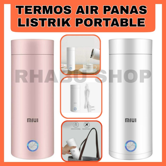 Termos Air Panas Portable Termos Listrik Pemanas Air Portable - Putih