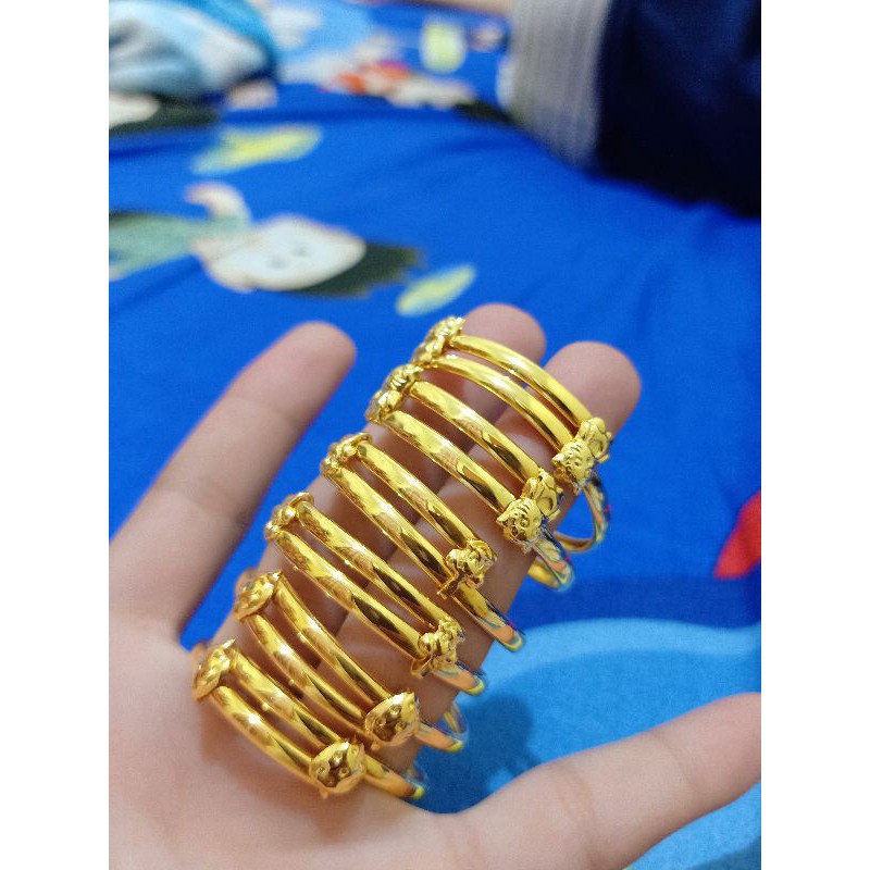 GELANG ANAK SLOT HELLO KITTY POLOS PERAK 925 LAPIS MAS 24K