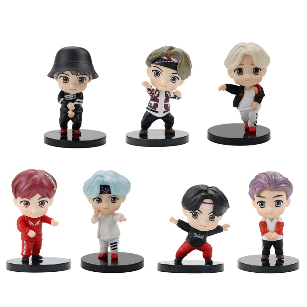 Timekey 7Pcs / Set Mainan Action Figure Mini Model Kpop BTS Bangtan Boys BT21 Q3R6 Untuk Koleksi