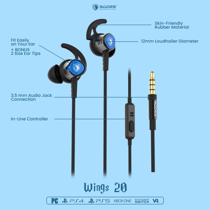 Sades Wings20 Gaming Earphone