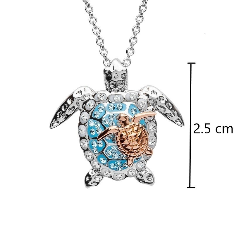 Kalung Rantai Sterling Silver 925 Dengan Liontin Kura-Kura Untuk Wanita