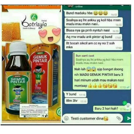 Batrisyia Vitamin Penggemuk Badan Anak / Madu Gempi / Madu Pintar Anak