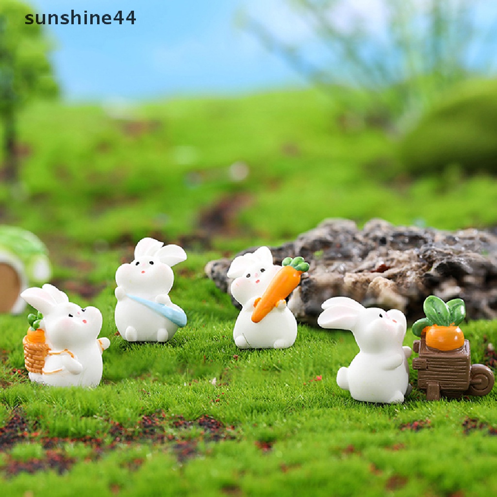 Sunshine Mainan Miniatur Kelinci / Wortel Bahan resin Untuk Dekorasi Rumah Boneka