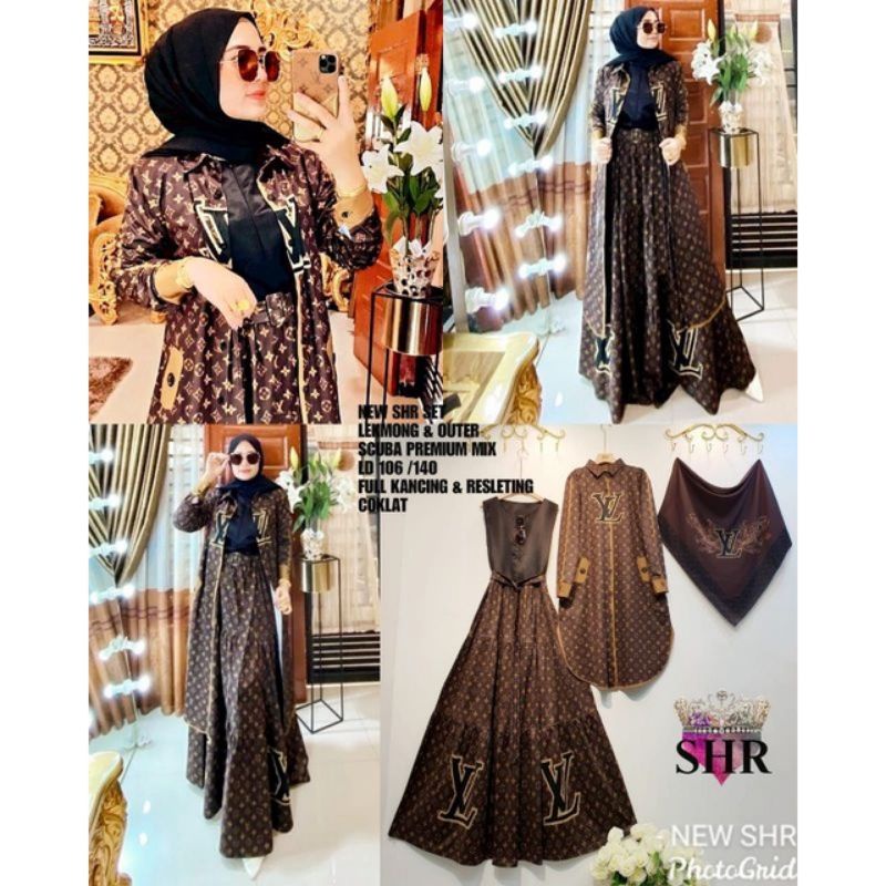 Gamis Terbaru ORI SHR - Gamis Lekmong Set Outer ORI SHR - Gamis Set Hijab SHR - Jilbab Voal SHR