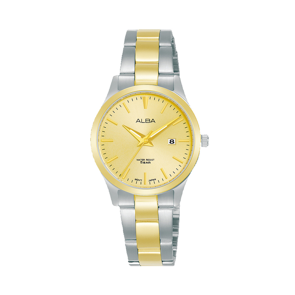 Jam Tangan Wanita Alba Original Garansi Resmi AH7Y02 AH7Y02X1 Strap Stainless Steel Silver Gold