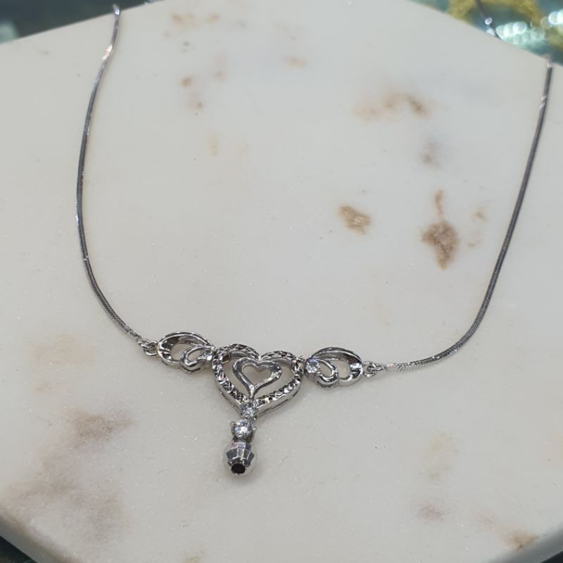 Kalung Liontin Putih Model Love Emas Asli Kadar 750 17K Mas White Gold