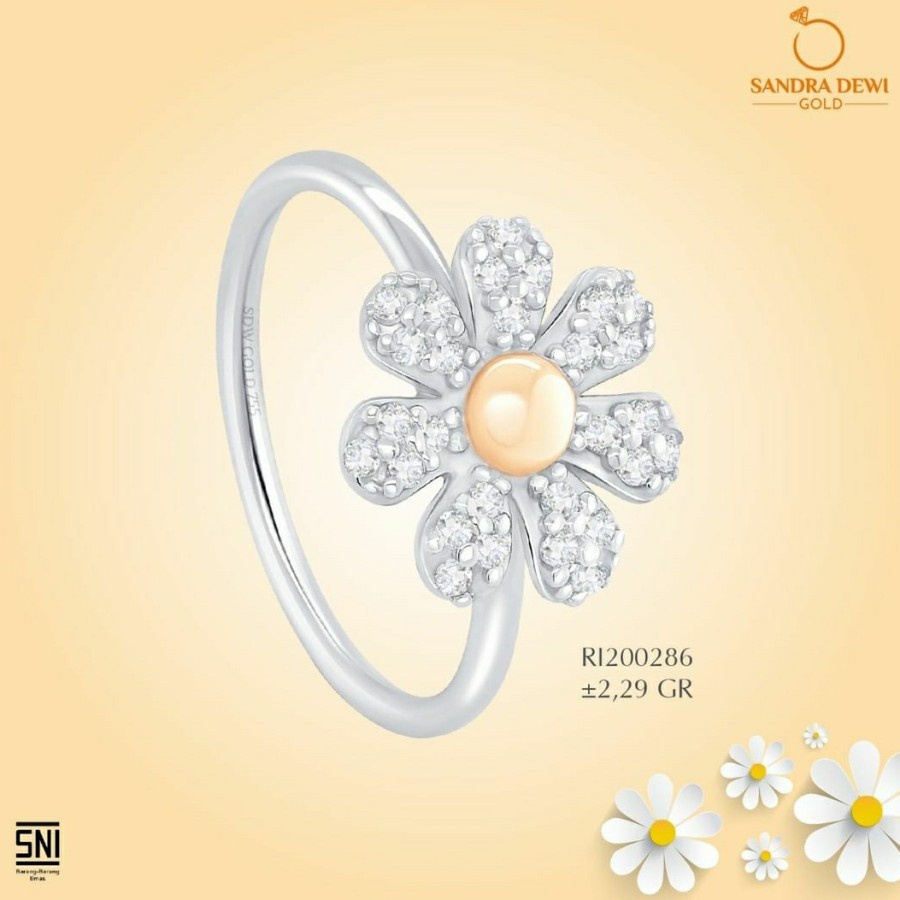 CINCIN EMAS SANDRA DEWI GOLD DAISY SERIES BUNGA MATA2 CANTIK SEKALI 75.5% SNI