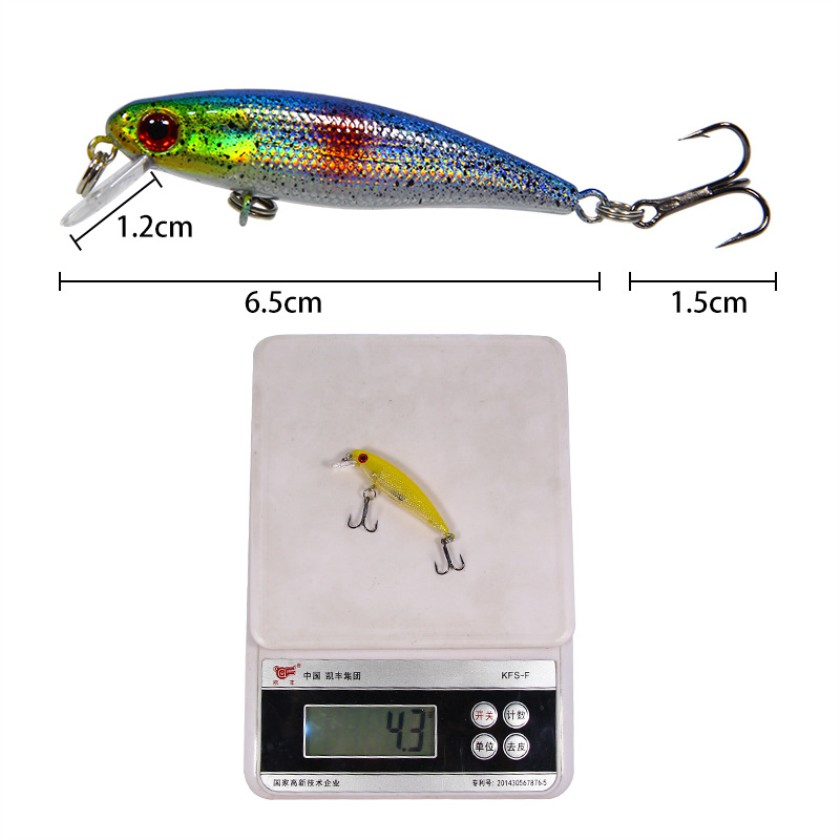 Shengyao 1Pcs Umpan Ikan Minnow Pancing 4.3g 6.5cm Untuk Memancing Ikan Bass Fishing Lure Swimbait Bait