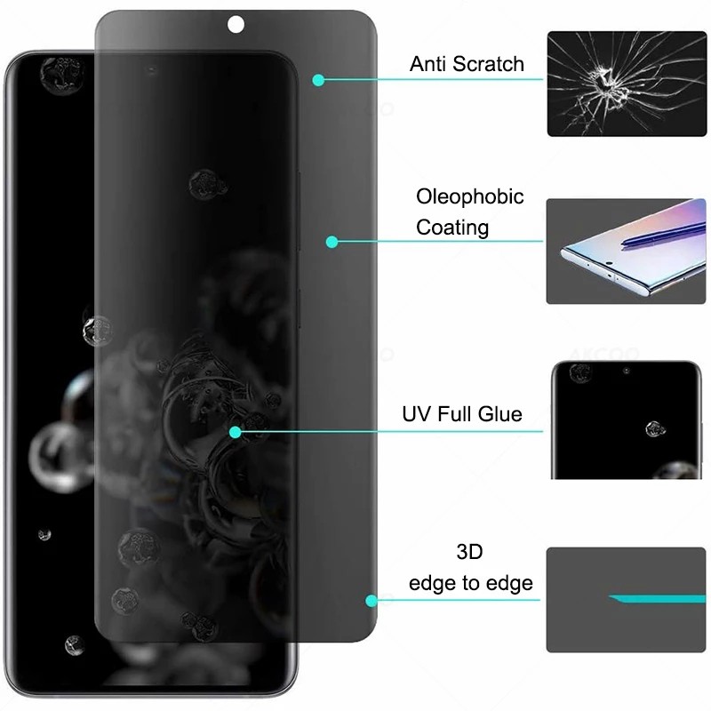 Oppo Reno 4 Pro Tempered Glass UV Spy Privacy Full Lem