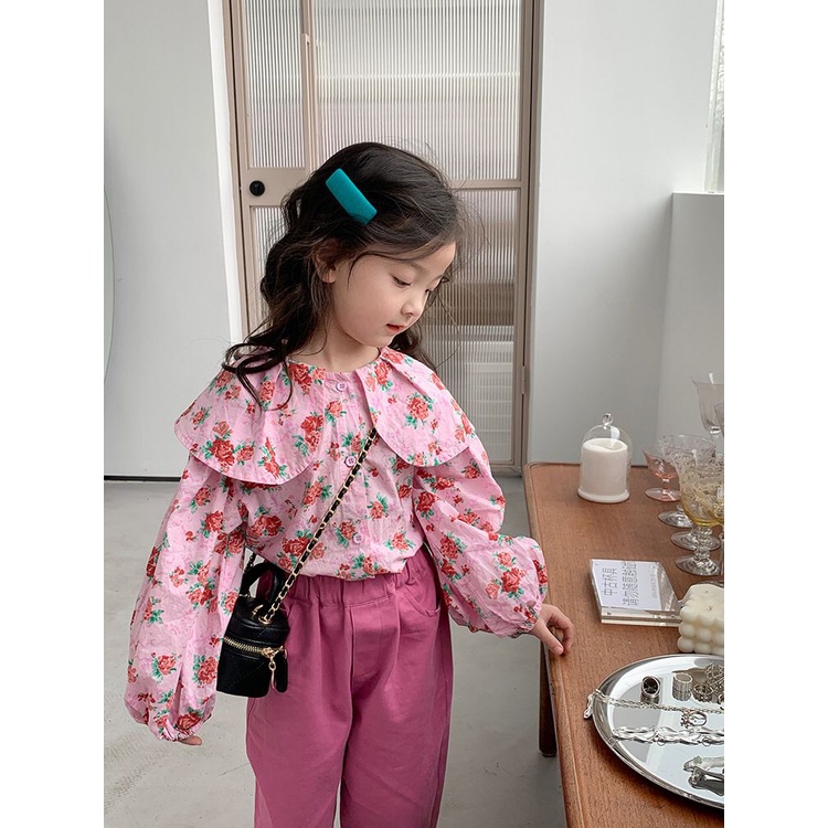 (LOLI-JKT) BS-222 SET ANAK CEWEK FLOWER PASTELA BLOUSE SIZE 100-140