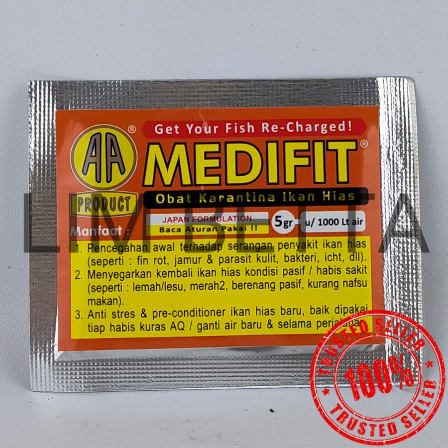 MEDIFIT 5 GRAM / OBAT IKAN MEDIFIT / OBAT KARANTINA IKAN HIAS