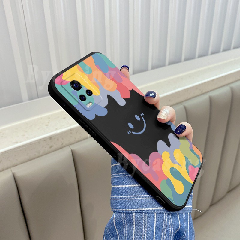 Smiley Casing Hp Vivo Soft Case Vivo Y16 Y35 Y22 Y01 Y21T Y21 Y21s Y33s Y15s V25 V23e Y51A Y53S Y12A V21e Y20 Y12i Y12s Y20s Y30i Y31 2021 Y51 Y11 2019 Y15 Y17 Y19 Y53 Y85 Y50 Y91 Y93 Y91c Y1S V9 V19 S1 Pro Square Silicone Ice Cream Color Soft TPU Case BY