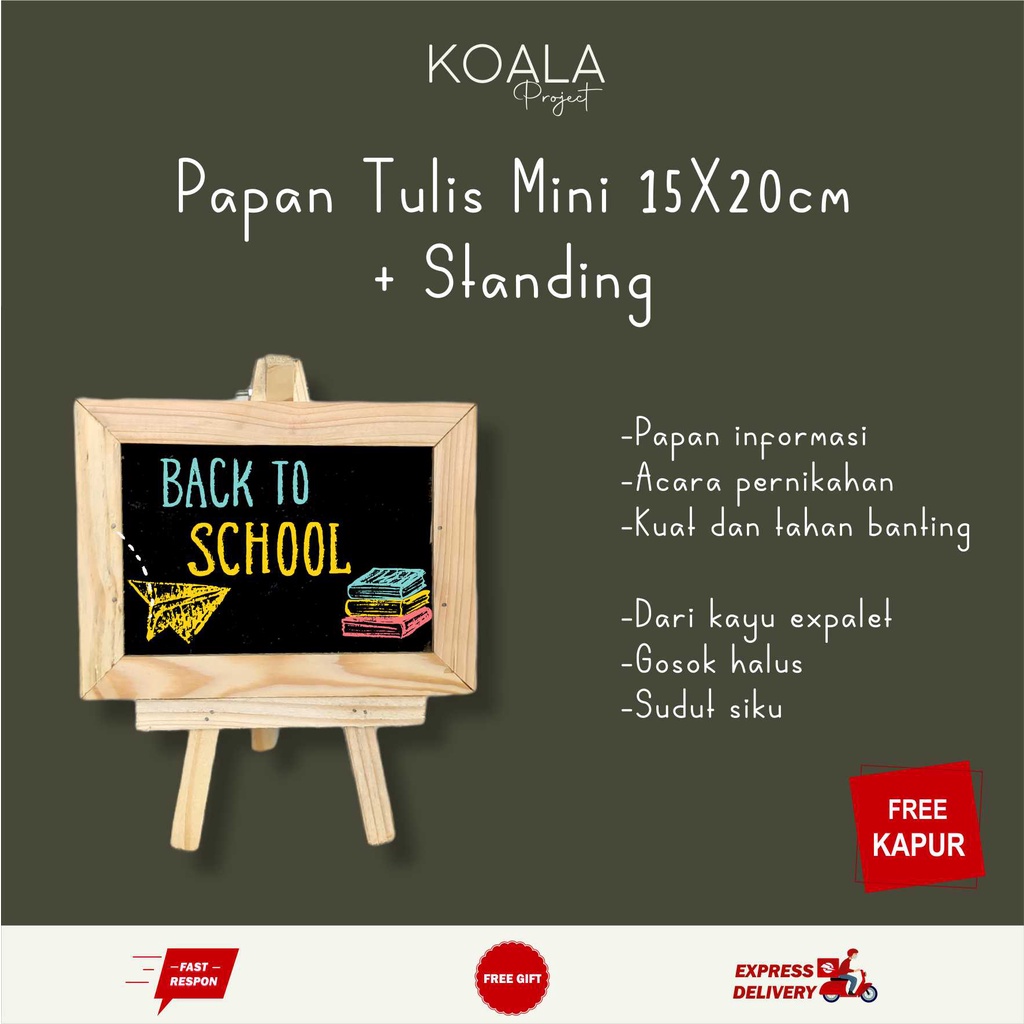 

PAPAN TULIS KAPUR HITAM BLACKBOARD CHALKBOARD 15X20 CM MINI + STANDING