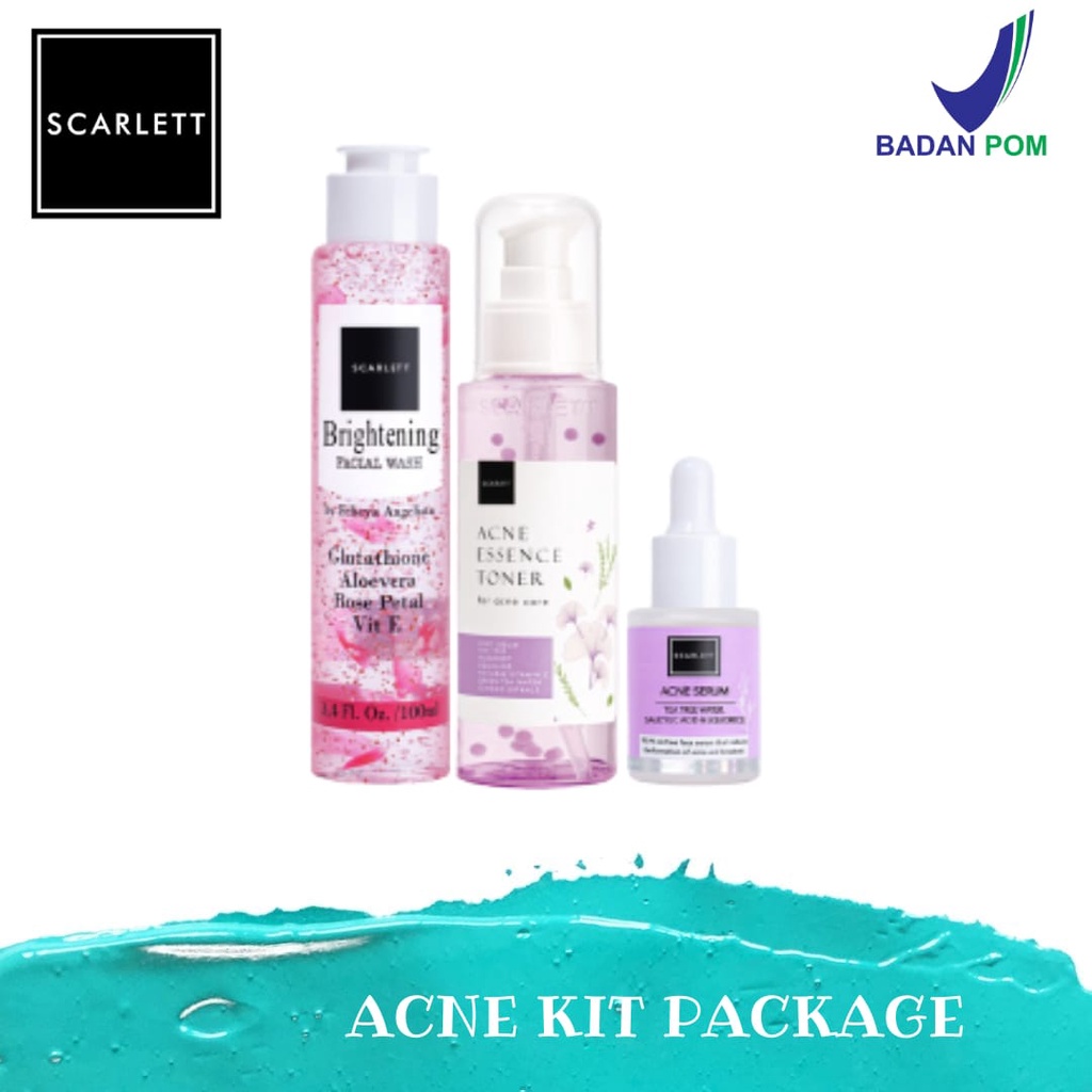 Paket Scarlet Acne - SCARLETT WHITENING ORIGINAL Paket Facial Wash Toner Serum Acne Scarlett Whiteni