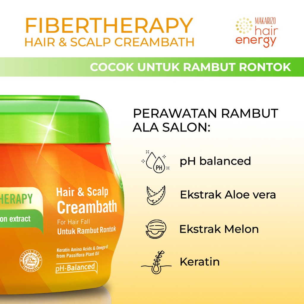 PAKET ISI 2 - Makarizo Hair Energy Fibertherapy Hair & Scalp Creambath Aloe & Melon 500 mL-4