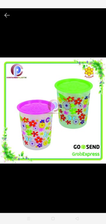 Toples Bulat Motif Cantik . Toples Kue Plastik- Susan