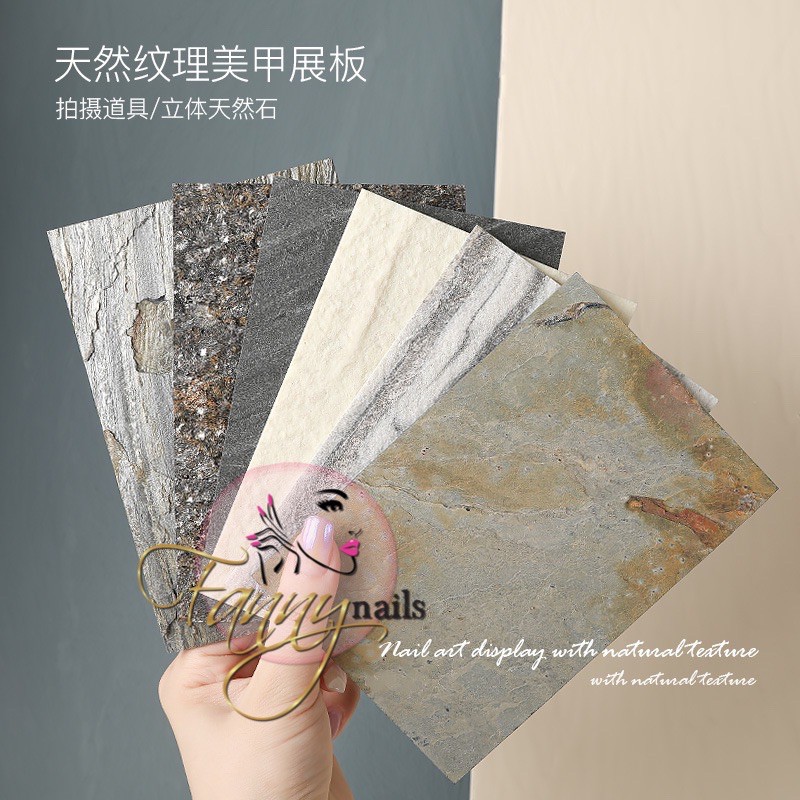 NAILART DISPLAY NATURAL TEXTURE BACKGROUND / ALAS FOTO KUKU BATU ALAM RUSTIC TAPLAK BULU NAIL ART