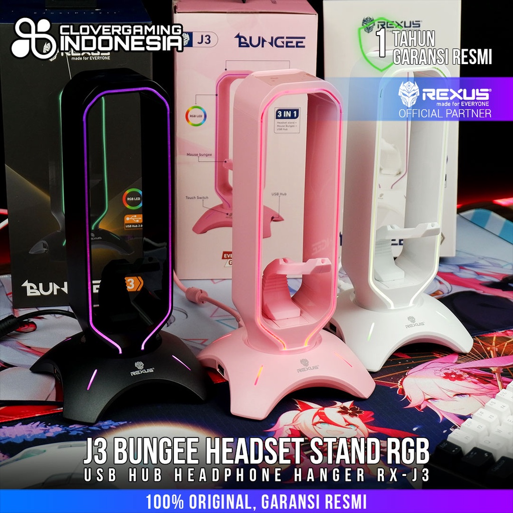 Rexus J3 RGB Headset Stand Bungee with USB HUB J 3 J-3