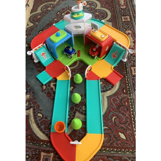 Preloved ELC whizz world rescue centre / emergency station (police car fire truck helicopter)