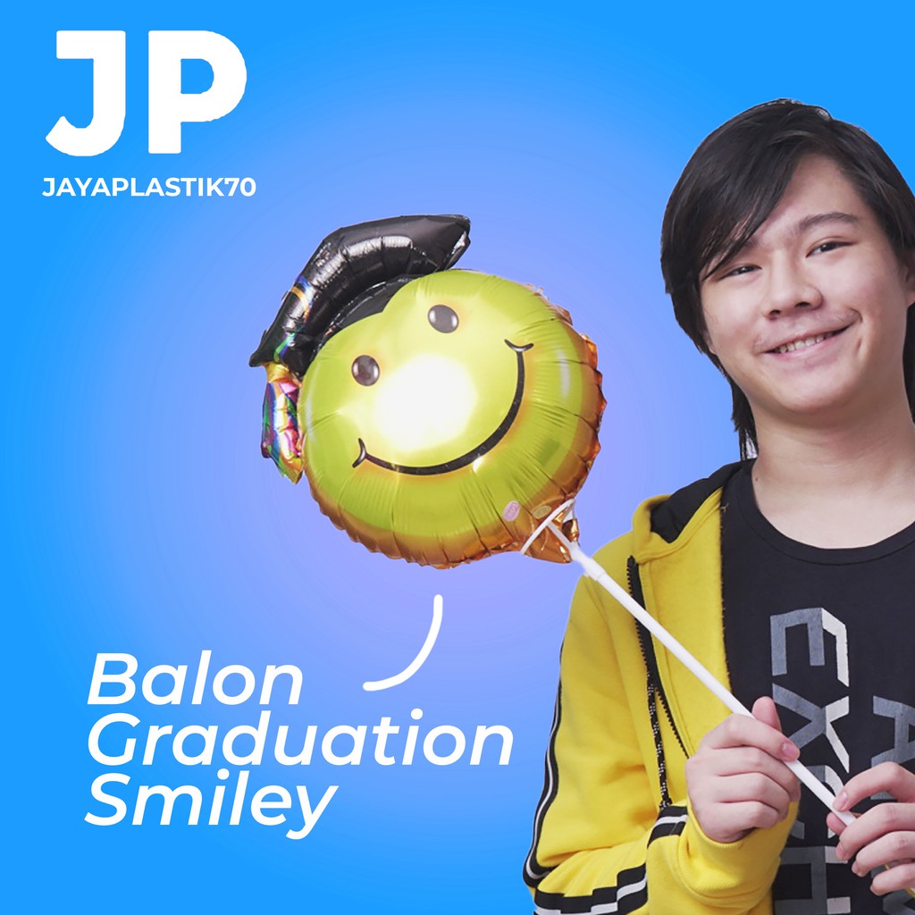 Balon Foil Head Graduation / Sarjana / Wisuda (Dengan Stick)