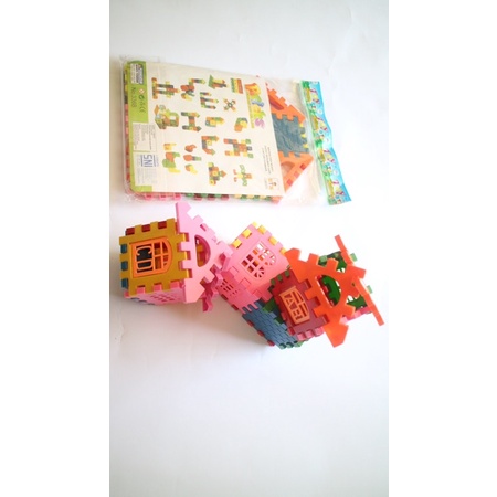 MAINAN EDUKASI PUZZLE BLOCK KOTAK /RUMAH / LEGO KOTAK