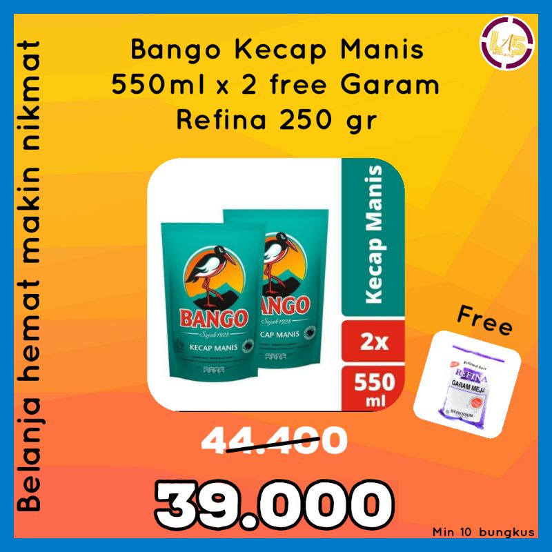 

PromoLebay Bango Kecap Manis 550ml 2pack free garam 250gr