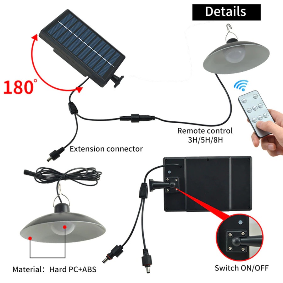 Lampu LED Solar Panel Outdoor Waterproof Two Light Cool White - KJ192 - Black