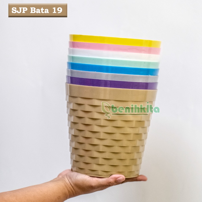 Pot Tanaman-Bunga Warna Zelig 19cm Motif Bata (SJP)