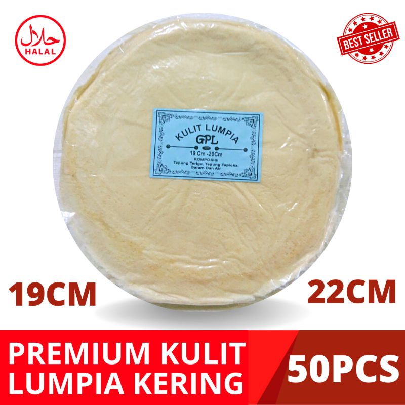 

KULIT LUMPIA GPL 19CM 22CM ISI 50 LEMBAR PISCOK RISOL MAYO MARTABAK SOSIS SOLO
