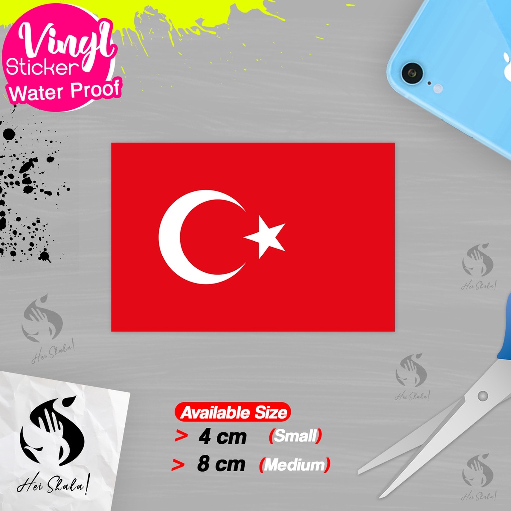 

Stiker Turki Turkey Sticker Vinyl Satuaan Motif Bendera Negara Dunia Bahan Anti Air