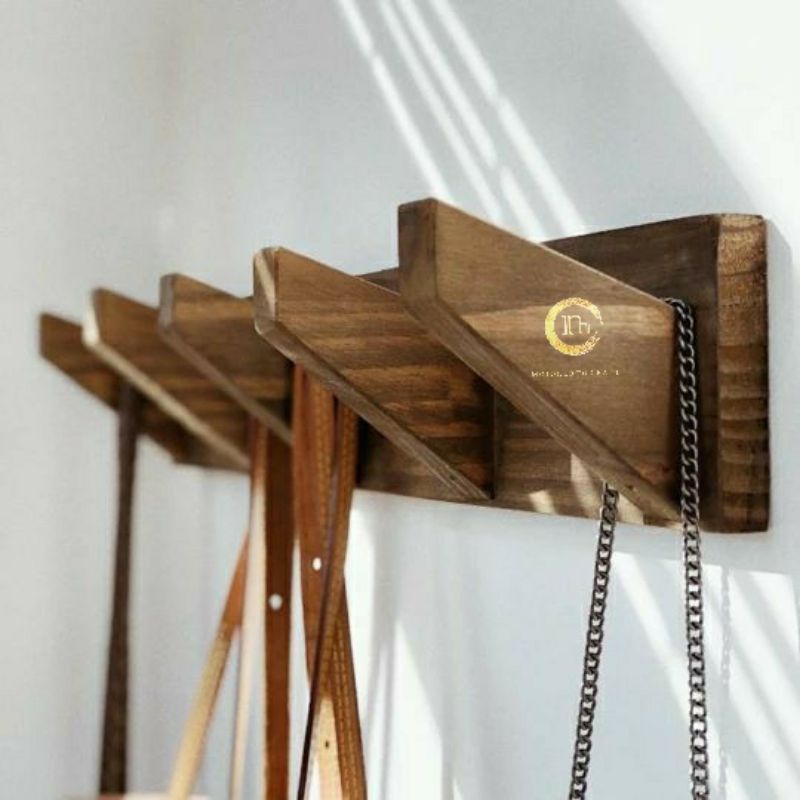 gantungan baju dinding pengait cantolan holder hook kayu
