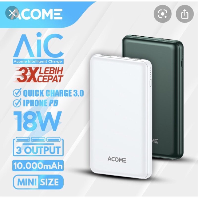 POWERBANK ACOME MINI SIZE 10000mAh FAST CHARGING