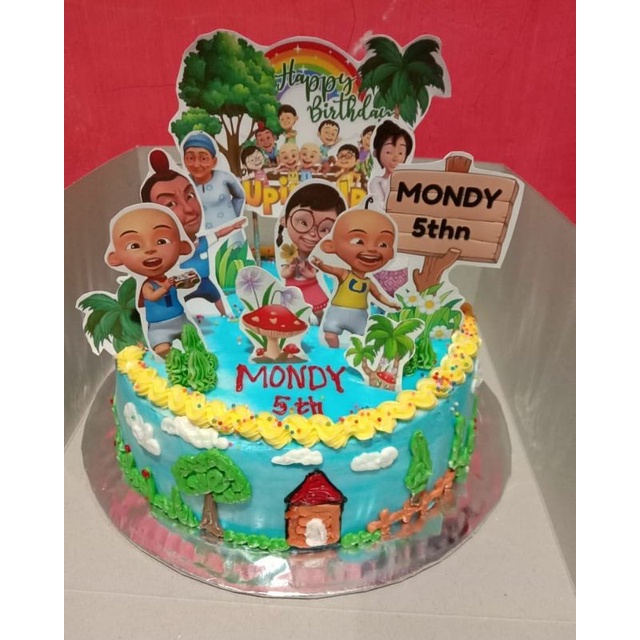 Topper cake kue custom upin ipin bisa pakai nama dan ucapan