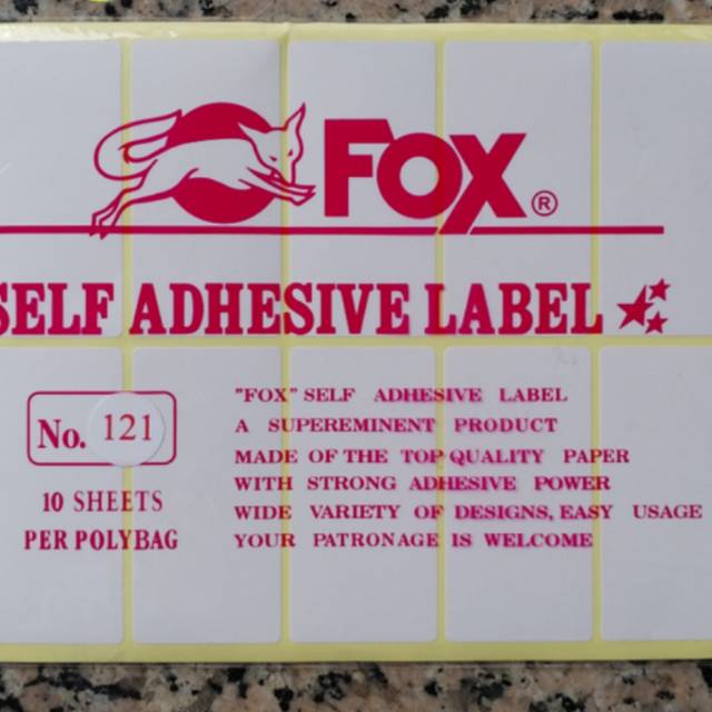 

Label Sticker Stiker Kertas FOX No. 121 Label Adhesive Persegi Panjang