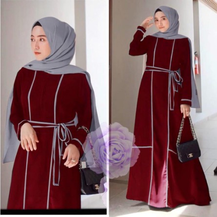 Gamis Casual Harian Kondangan Datura Maxy Ori Cla Hijab Kacing Dada Tali Depan Ld 96 cm pb 130 cm