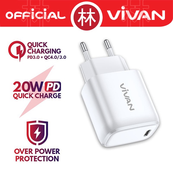 VIVAN Power 20 Charger Power Delivery 3A USB-C PD 4X Multi Protection